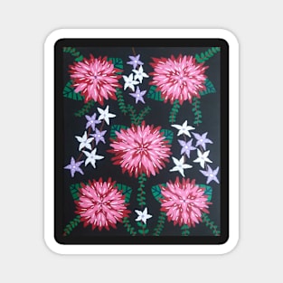 Red Dahlia Floral Print Magnet