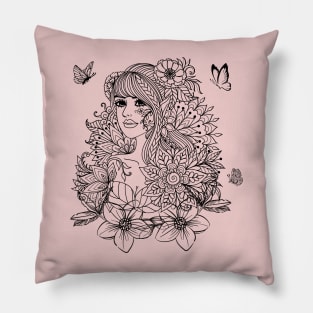 Flower Girl with Butterflies Pillow