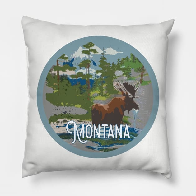 Montana Vintage Decal Pillow by zsonn