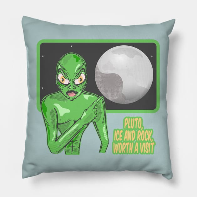 Pluto funny alien Pillow by mailboxdisco