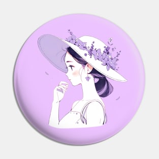 Minimalist line art pretty girl in purple Pin