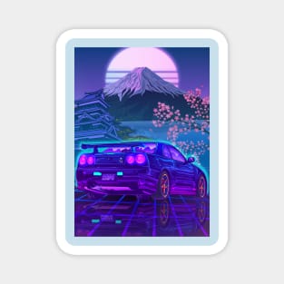 Skyline Gtr R34 Fuji Sakura Vaporwave Magnet
