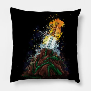 Excalibur sword in the stone, waiting for king Arthur Pillow