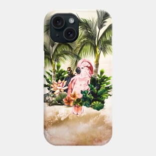 Cute parrot with palm trees Phone Case