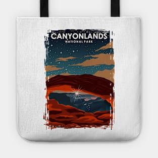 Canyonlands National Park Vintage Minimal Retro Travel Poster at Night Tote