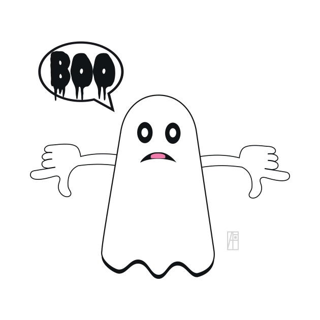 Unhappy​ Ghost​ Saying​ BOO! Ghost of Disapproval by ArtProjectShop