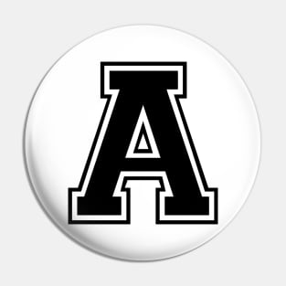 Initial Letter A - Varsity Style Design - Black text Pin