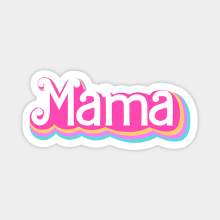 Mama Barbie style logo, pink custom name with rainbow Magnet