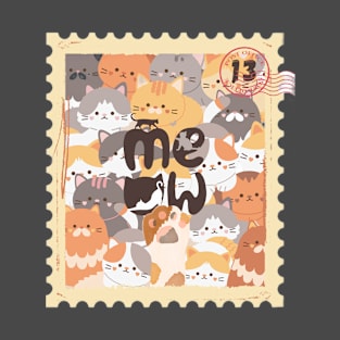 Cute Cat  Pattern, Meow In Stamp T-Shirt