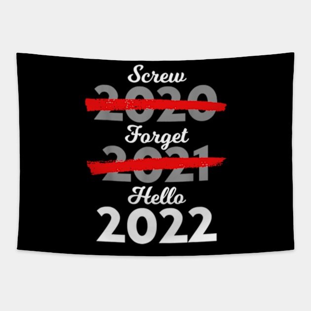 Goodbye 2021 Hello 2022 Merry Christmas Happy New Year 2022 Tapestry by marchizano