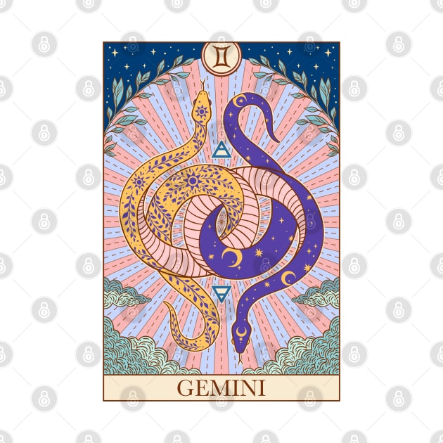 Zodiac sign tarot card Gemini by OccultOmaStore