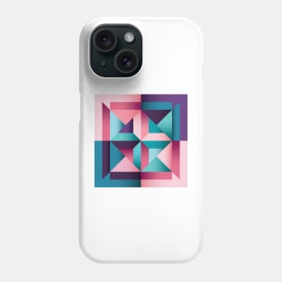 Abstract, combined Geometric shapes in salmon pink and blue Phone Case