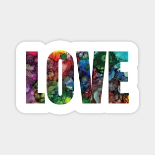 Word Art LOVE from original alcohol ink painting Magnet