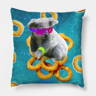 Rave Koala On Onion Rings In Space Pillow