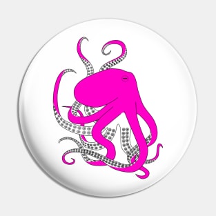 Hand drawn illustration of a pink octopus Pin