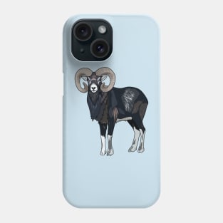 Mouflon sheep cartoon illustration Phone Case