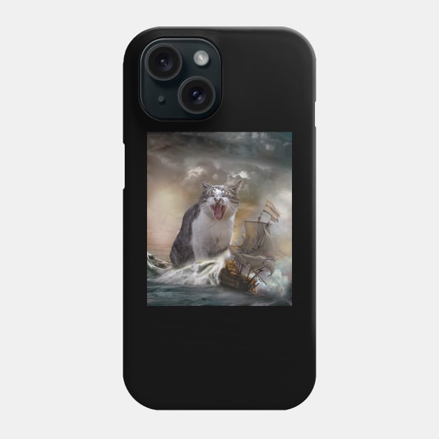 Kraken Sea Monster Cat Funny Phone Case by Random Galaxy