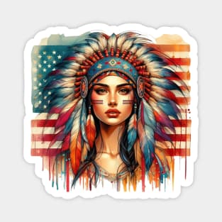 Native American, Beauty, Sunset, Wíiyaya | Catsie Cat Magnet