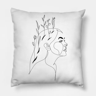 Flower Head Woman Art Pillow