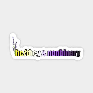 He/They & Nonbinary Pride - Pronouns with Lavender Magnet