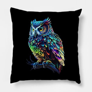 Colorful neon Owl Pillow