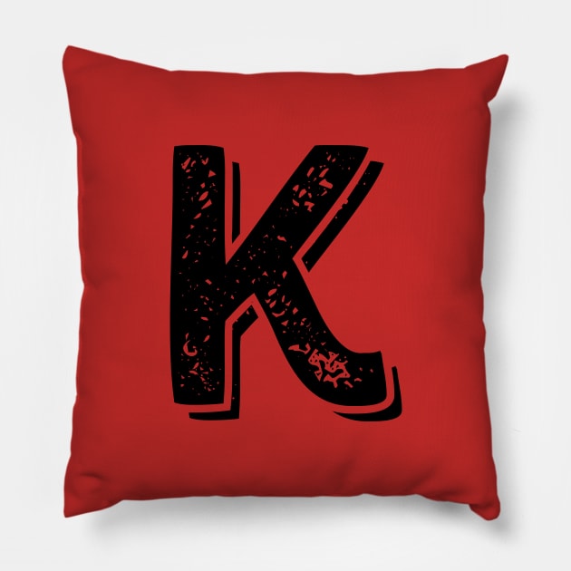 Capital Letter K Name Initial Monogram Pillow by FTF DESIGNS