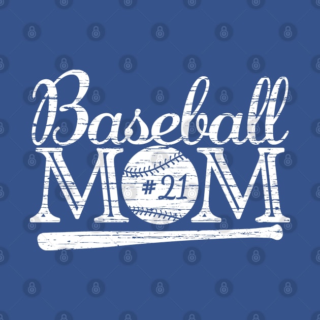 Vintage Baseball Mom #21 Favorite Player Biggest Fan Number Jersey by TeeCreations