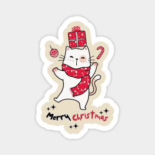 Merry Christmas Meowy Christmas Happy Cat Magnet