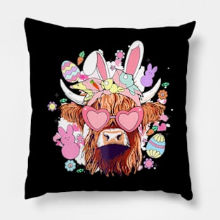 Highland Cow Farm Easter Heifer Easter Day Bunny Pillow