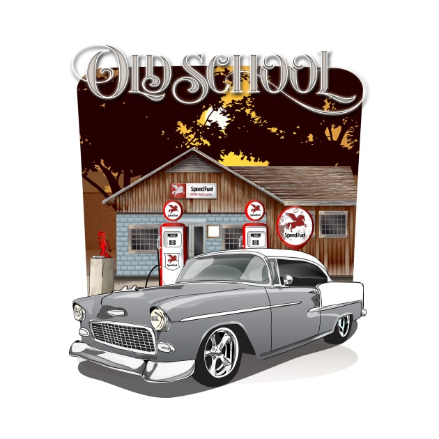 1955 Silver Gray Chevy Bel Air Old School by RPM-ART