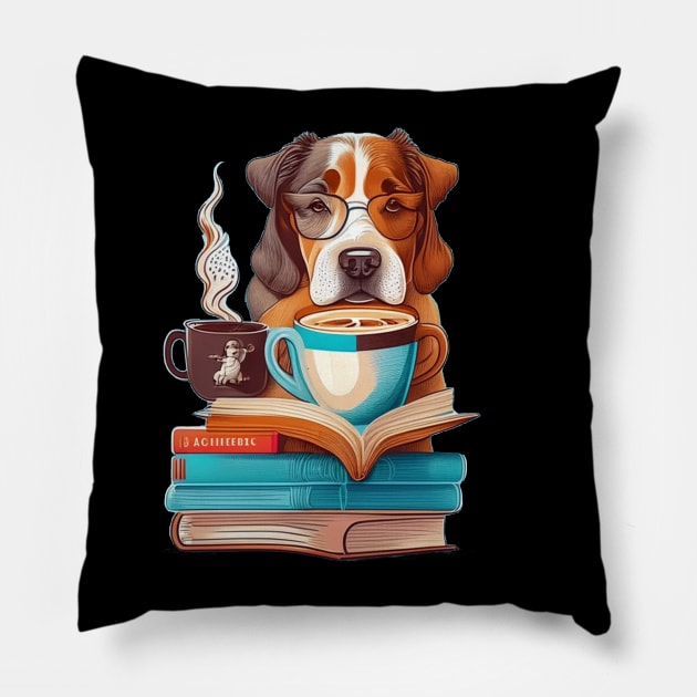 Books And Coffee And Dogs And Social Justice Pillow by Creativoo