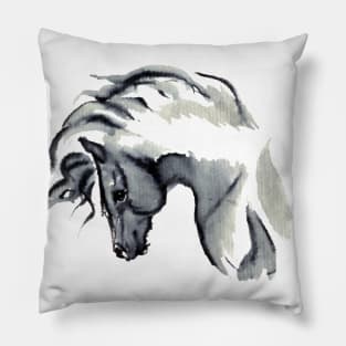 Gray Horse Watercolor Pillow