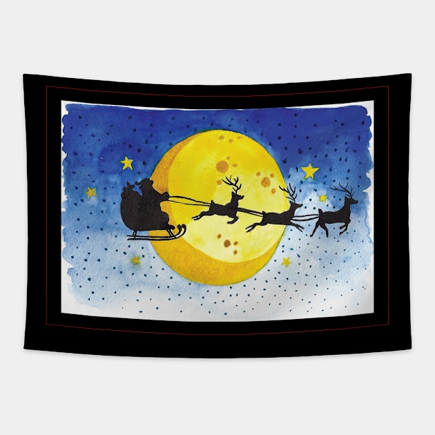 Santas sleigh in front Tapestry by holidaystore