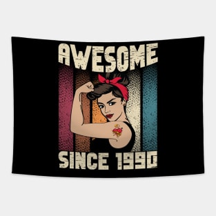 Awesome since 1990,32th Birthday Gift women 32 years old Birthday Tapestry