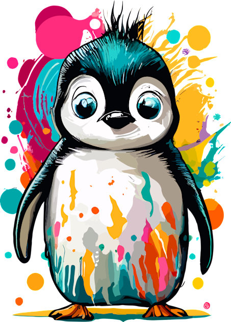 Baby Penguin Colourful - Cute Penguin Kids T-Shirt by BigWildKiwi