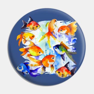 Goldfish watercolor Pin