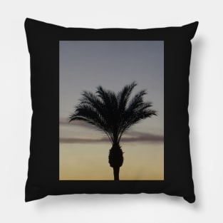 Single Palm Tree Silhouette at Sunset Pillow