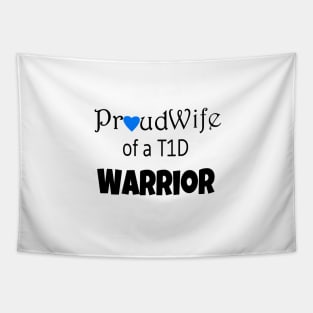 Proud Wife - Black Text - Blue Heart Tapestry