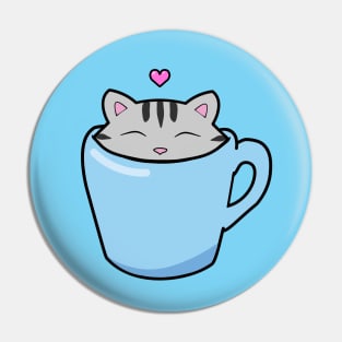 Cute cat with a pink heart Pin