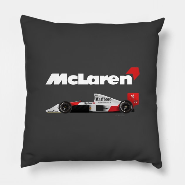 Ayrton Senna's McLaren Honda MP4/5 Illustration Pillow by Burro Wheel