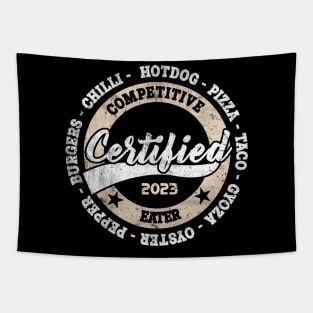 Certified Competitive Eater Design 1 White Print Tapestry