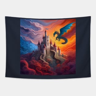 Dragon Castle Psychedelic Fantasy Tapestry