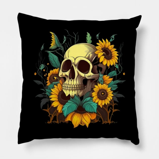 Clavera with sunflower Pillow by Crazy skull