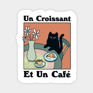 French Cafe Croissant Cat Magnet