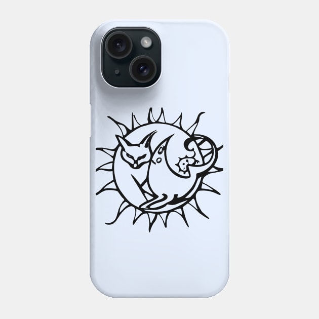 cat sitting inside the sun Phone Case by lazykitty