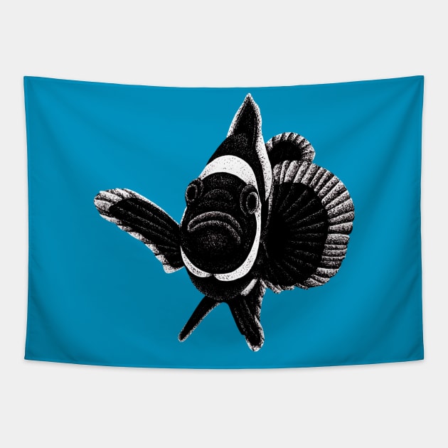 Black ocellaris clownfish illustration Tapestry by lorendowding