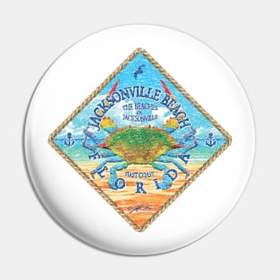 Jacksonville Beach, Florida, Blue Crab on Beach Pin