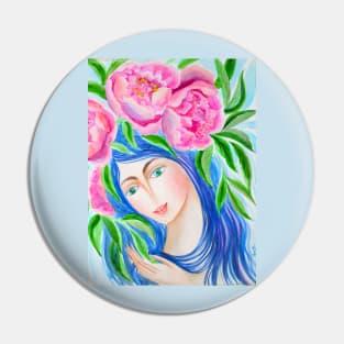 My Peonies Watercolor Painting Pin