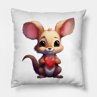 Valentine Kangaroo Holding Heart Pillow