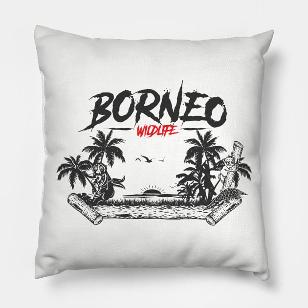 Borneo Wildlife Pillow by jakechays